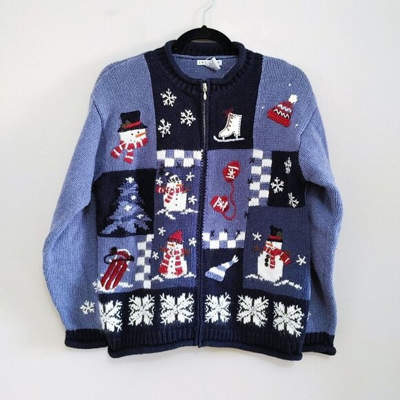 Rosanna Womens Full Zip Cardigan Sweater Size Medium Winter Christmas Holiday - Picture 1 of 4